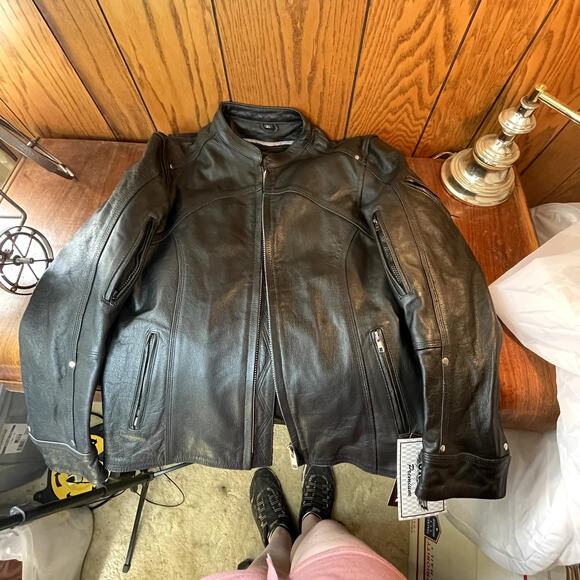 UNIK WOMEN xl Heavy NWT Leather Jacket + Line - Picture 8 of 9